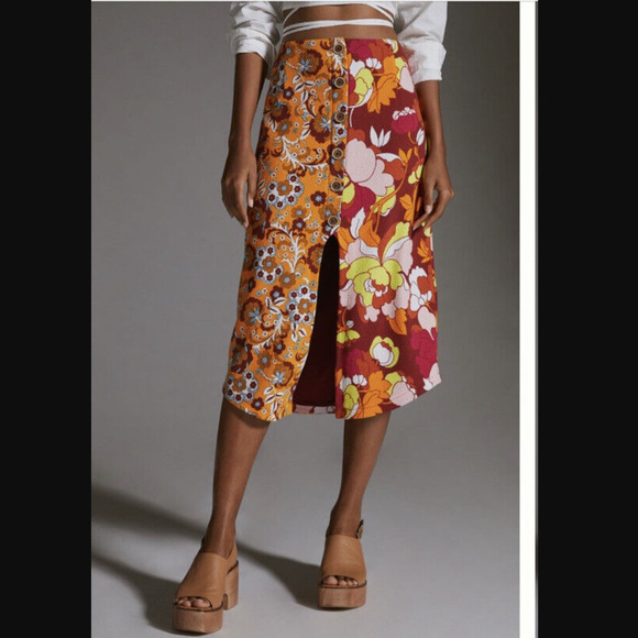 NWT Anthropologie Maeve Floral Midi Skirt - Medium - Picture 2 of 7